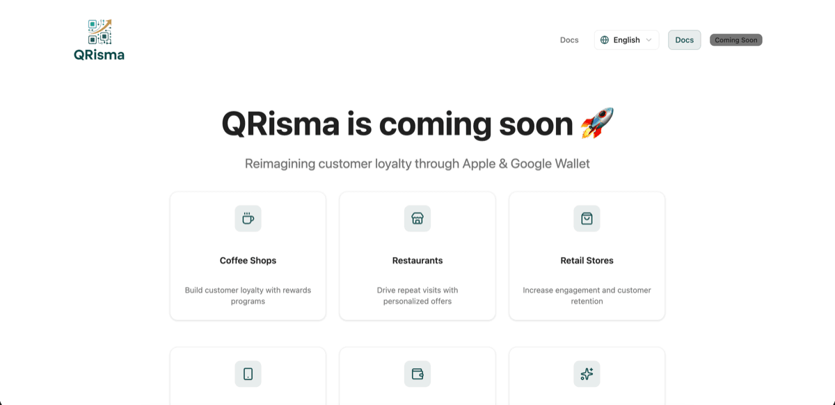 Screenshot of QRisma project - SaaS Platform