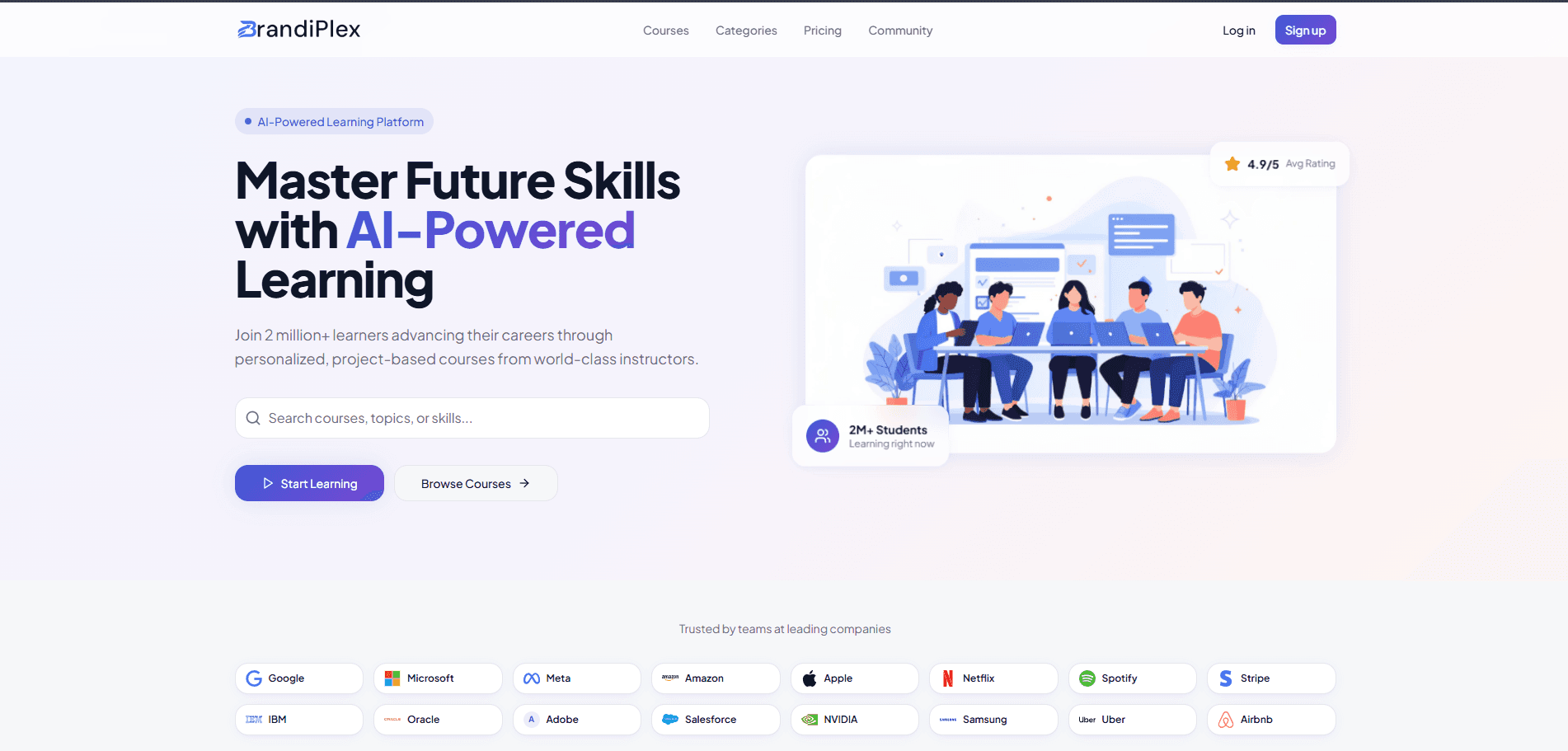 Screenshot of BrandiPlex project - Landing Page