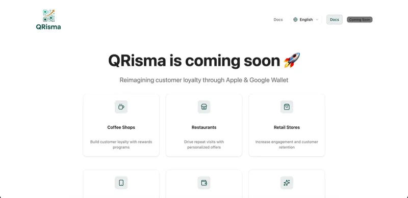 Home page of the QRisma loyalty platform